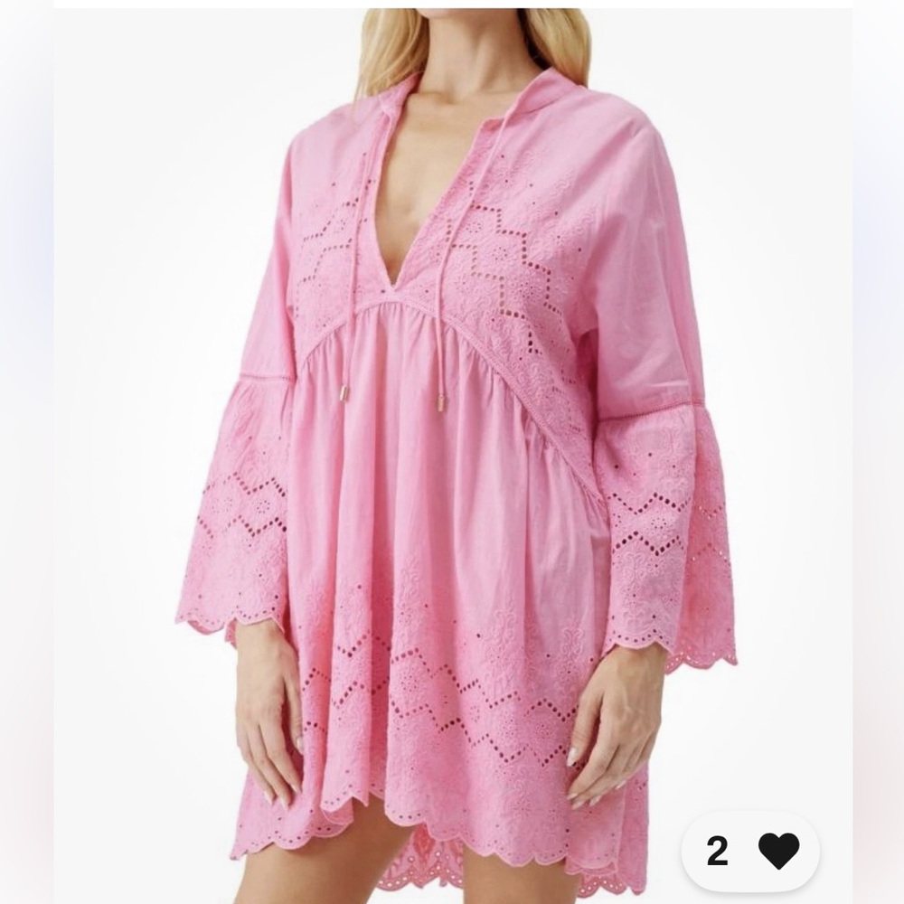 NWT Melissa Odabash Sebenna Pink Eyelet Swim Coverup Dress Large